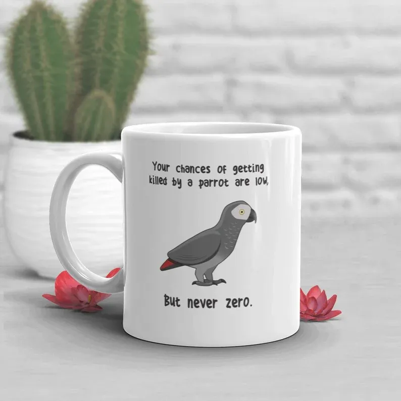 Parrot printed mug gift for parrot owners