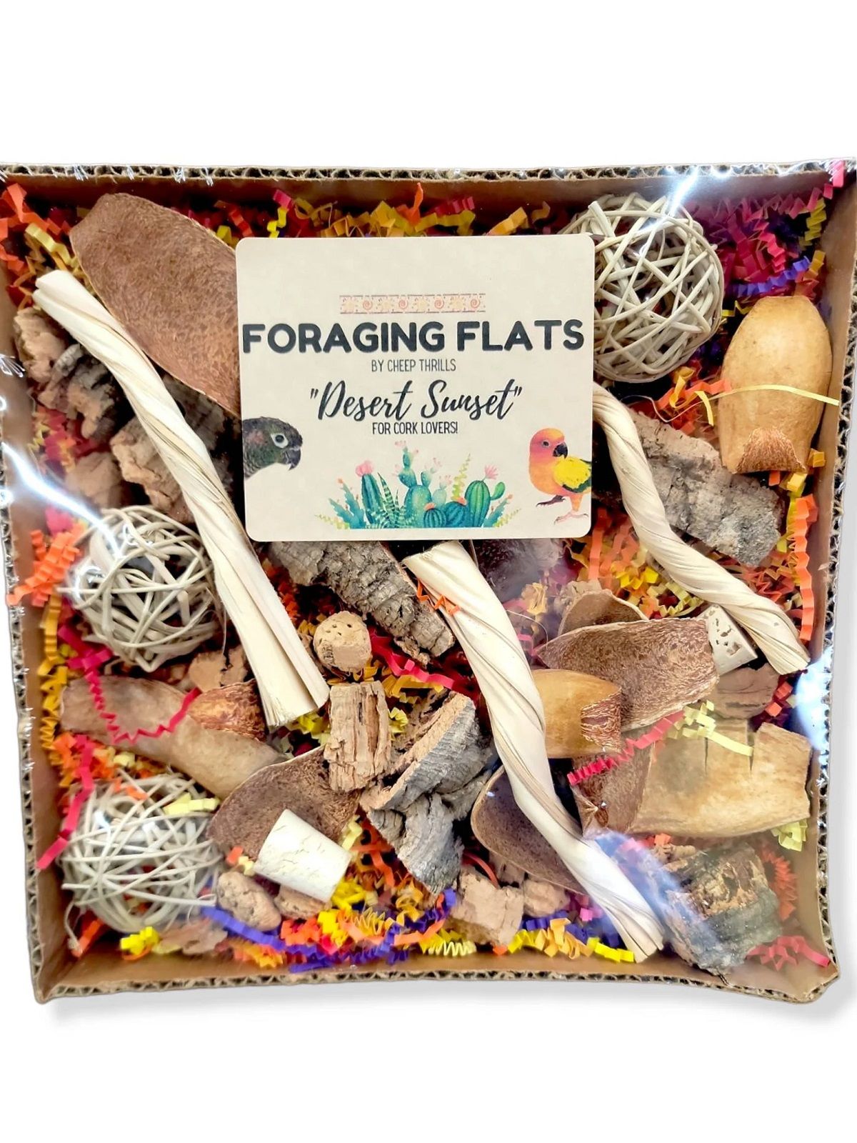 Desert Sunset Foraging Flats foraging box for parrots by Cheep Thrills on Etsy. 